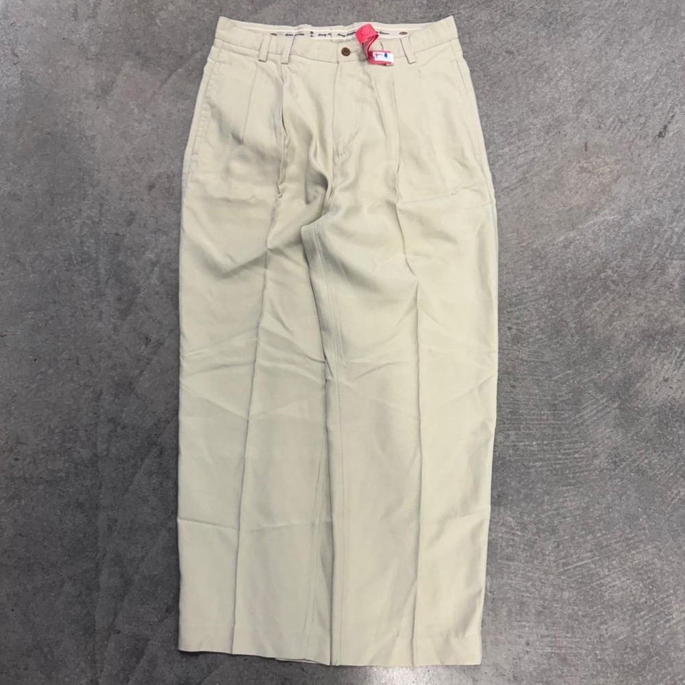 Mens Tommy Bahama Double Pleated Silky Khaki Pants Tencel Straight Leg 32x28